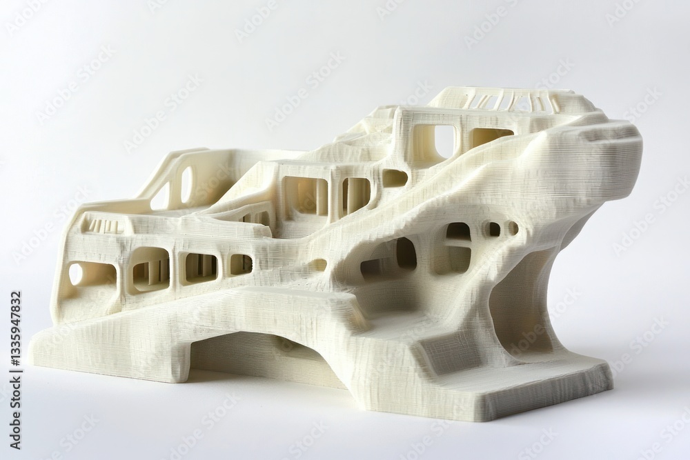 Aufkleber detailed 3d printed architectural model complex design white background captivating visual texture