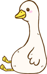 Cute Silly Goose Sitting Fat Cartoon Hand Drawn Doodle
