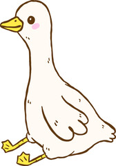 Cute Silly Goose Funny Sitting Cartoon Hand Drawn Doodle
