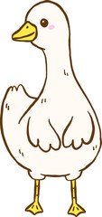 Cute Silly Goose Standing Cartoon Hand Drawn Doodle