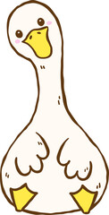 Cute Silly Goose Front sitting Cartoon Hand Drawn Doodle
