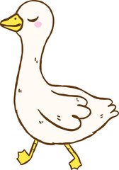 Cute Silly Goose Walk Cartoon Hand Drawn Doodle