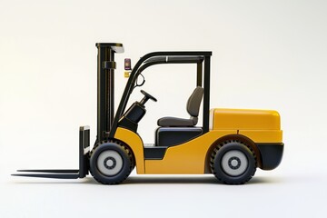 Yellow and Black Forklift Truck Equipment on White Background Industrial Logistics Machinery Warehouse