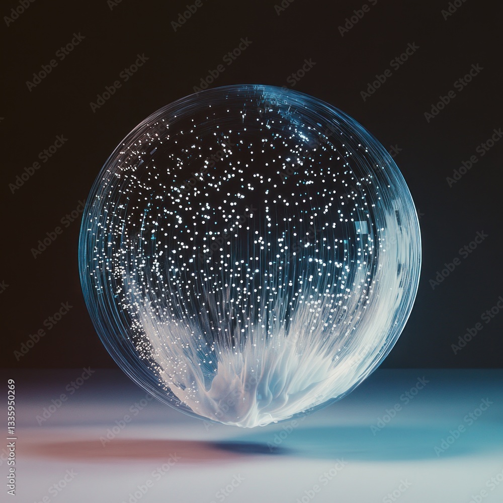 Aufkleber luminous sphere enclosing a cloud of sparkles in a mysterious ambience of light and shadow for conce
