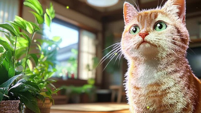 Whiskers on a sunny afternoon contemplating catnip dreams in a cozy living room