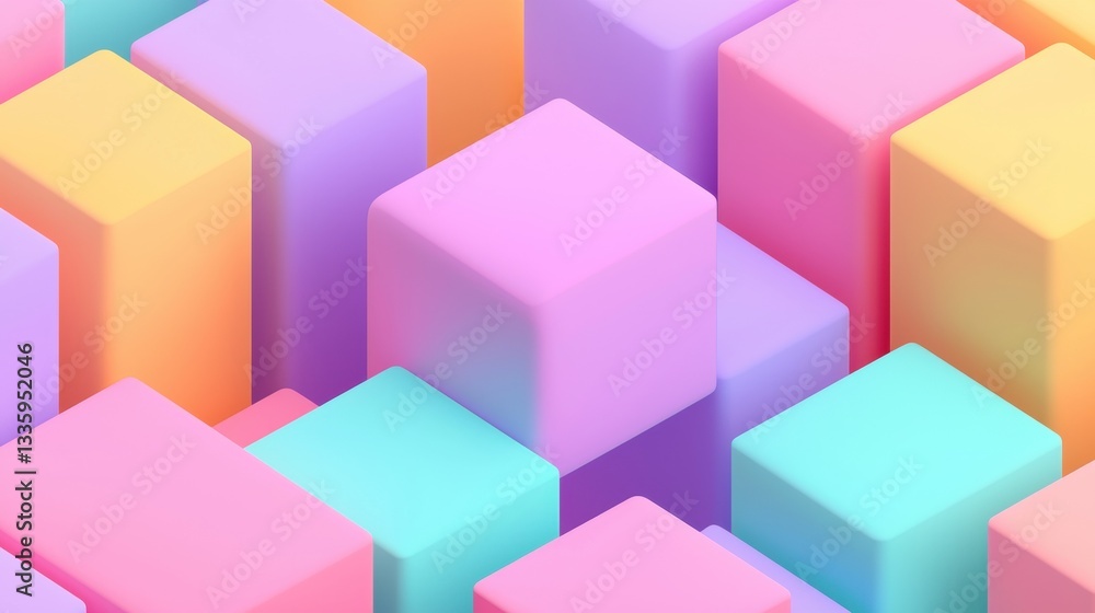 Aufkleber a 3d rendering of a collection of colorful cubes.
