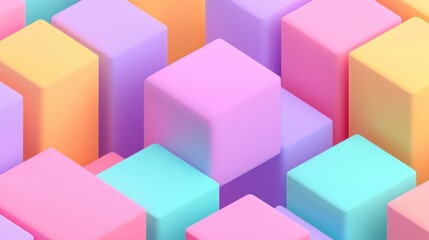 Fototapeta premium A 3D rendering of a collection of colorful cubes.