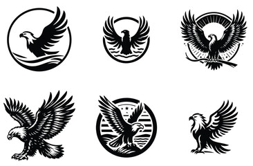Majestic and Fierce Eagle Vector Set – Iconic Emblem and Circular Designs for Branding, Tattoos, and Digital Art