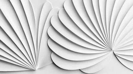 Abstract Art: White Sculpture of Two Fan-like Forms