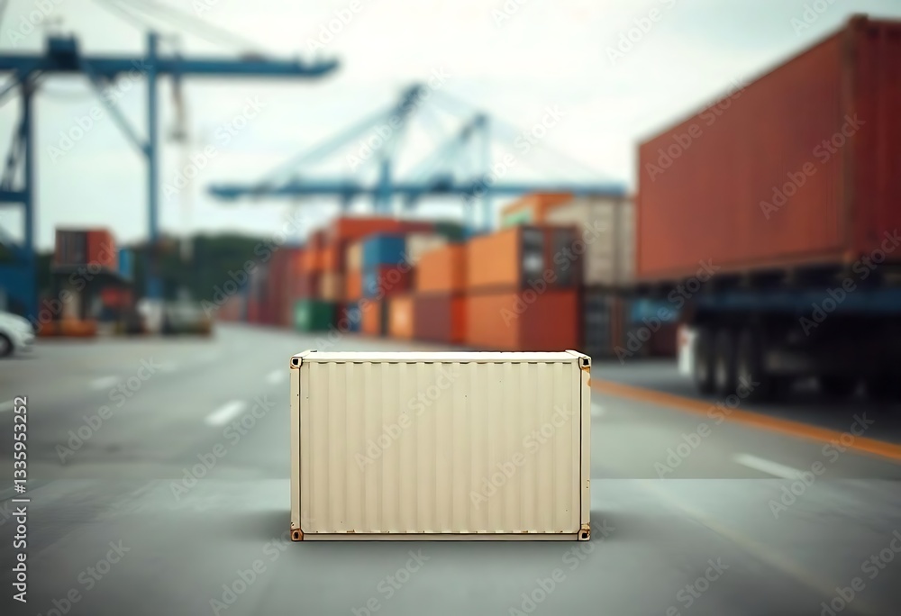 Poster generative ai image: container shipping and global logistics in port
