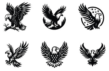 Naklejka premium Tribal and Abstract Eagle Vector Set – Striking Emblem Designs for Logos, Tattoos, and Graphic Art in High-Resolution