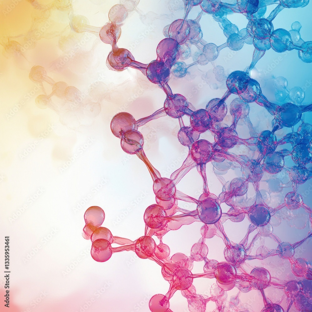 Aufkleber abstract molecular structure with glass nodes and light gradient background symbolizing scientific r