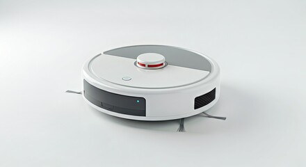 Fototapeta premium A Robot Vacuum Cleaner With a Sleek, Disc-Shaped Design and a Clean, White Finish