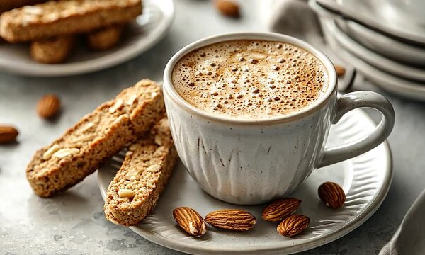 cappuccino with biscotti video italian breakfast