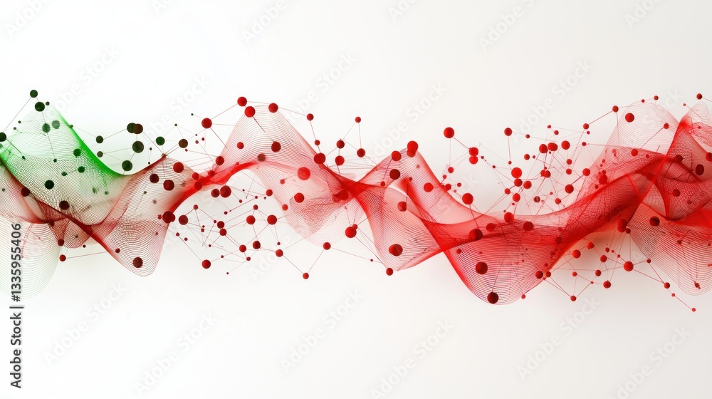 Poster artistic wave network with dynamic dots in a vibrant pattern on bright background for digital concep