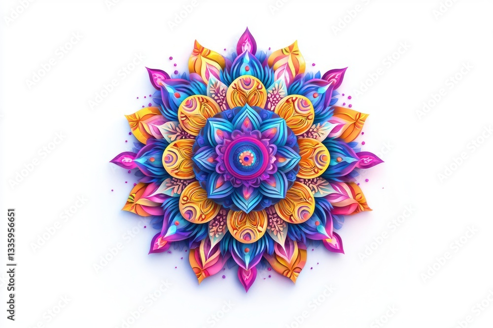 Aufkleber Artistic arrangement of circular design showing a symmetric composition of colorful petals style
