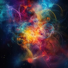Fototapeta premium Mesmerizing cosmic nebula formation in deep space with bright galactic colors and spiral swirling energy