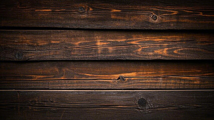 A close-up view of a wooden wall made of irregularly shaped planks arranged in a horizontal pattern
