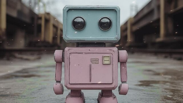 Robot hilariously attempts to decipher human emotions at a vibrant urban railway depot