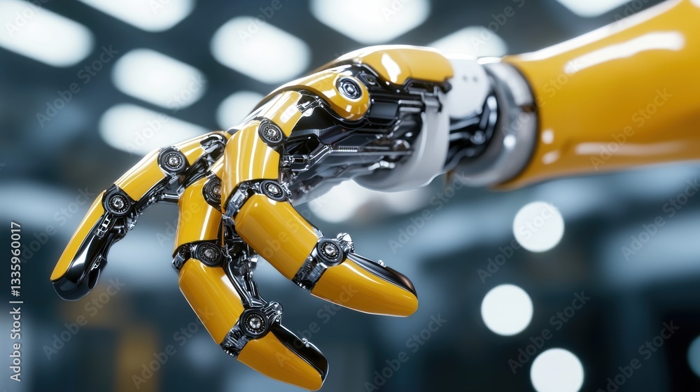 Aufkleber macro robotic hand in advanced futuristic industrial setting demonstrates cutting edge digital techn