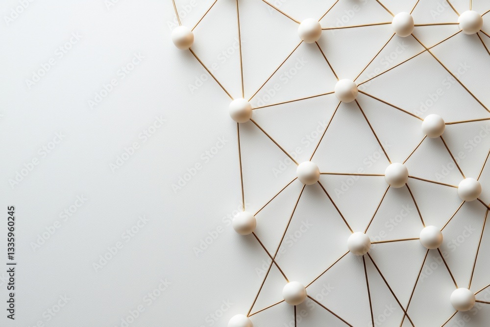 Poster abstract network of connected nodes on white surface creative background communication structure