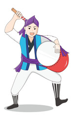 沖縄の伝統文化「エイサー」のイメージイラスト（大太鼓)