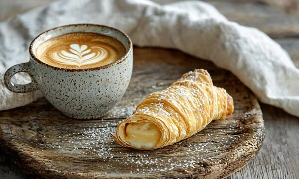cornetto with espresso italian breakfast video