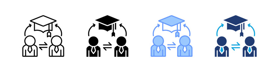 Lifelong Learning Multi Style Icon Set Vector 