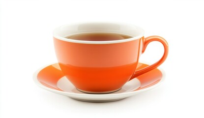 Orange teacup and saucer