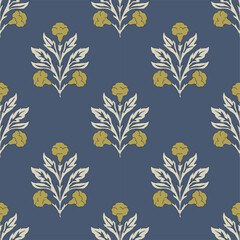 Hashtag CADS floral block print. Batik design, Ajrakh print, hand draw pattern. EPS files format. 