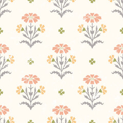 Hashtag CADS floral block print. Batik design, Ajrakh print, hand draw pattern. EPS files format. 