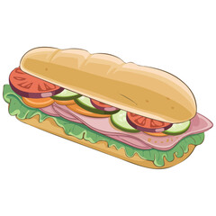 Burger and Hoagie Sign Illustration Web Element with Bun