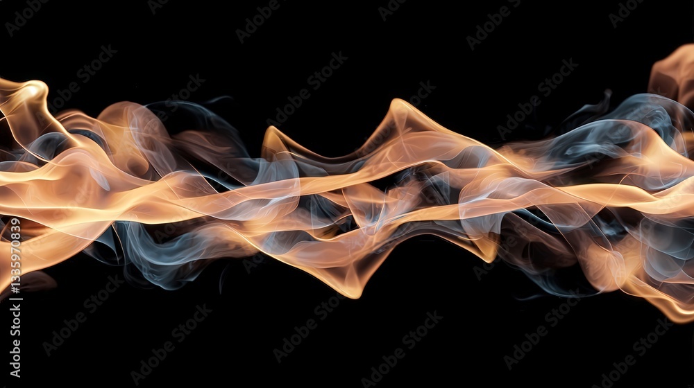 Poster an abstract depiction of sound waves merging with fire patterns.