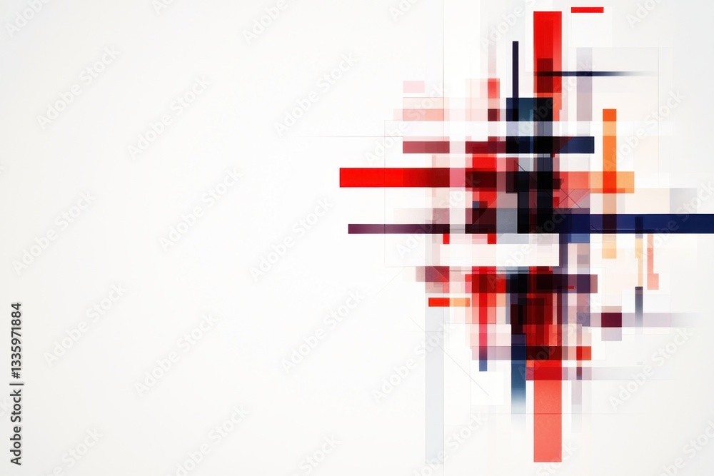 Aufkleber geometric composition of overlaid colored shapes abstract graphic design on clean white backdrop mod
