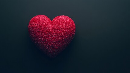 Fototapeta premium Red heart on black, soft gradient light, minimalist design. Symbol of love and simplicity in a bold visual statement. 