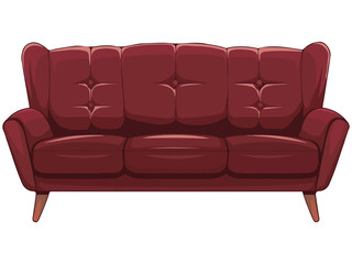 Cartoon Sofa Icon Vector Illustration on White Background