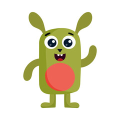 Funny cartoon monster character. Kids cartoon character design for poster, baby products logo and packaging design.