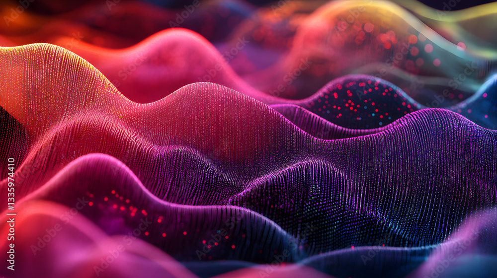 Poster futuristic data stream 3d illustration. data transfer technology. cyberpunk, big data and cybersecur
