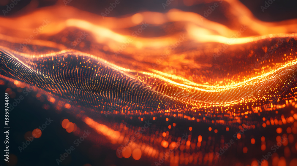 Poster futuristic data stream 3d illustration. data transfer technology. cyberpunk, big data and cybersecur