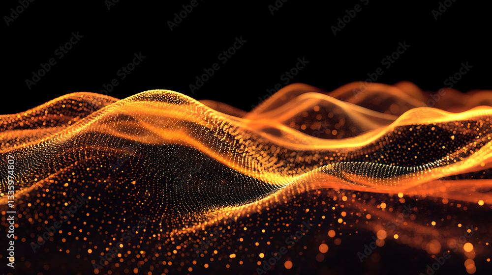 Poster futuristic data stream 3d illustration. data transfer technology. cyberpunk, big data and cybersecur