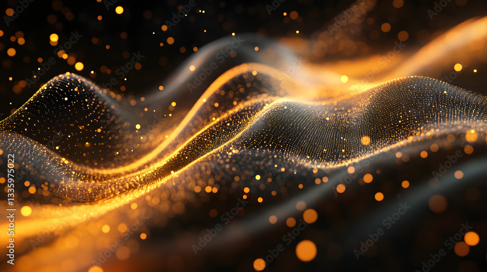 Poster futuristic data stream 3d illustration. data transfer technology. cyberpunk, big data and cybersecur