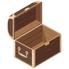 Isometric Open Chest Icon Vector Illustration on White Background