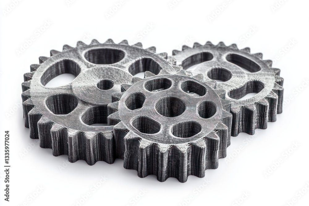 Aufkleber industrial interlock crafted precision gear set interplay dynamic technology on white plain backdrop