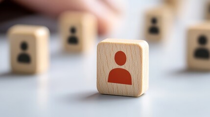 Person interacts with wooden blocks, fostering creativity and learning through playful exploration