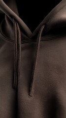 Rich espresso-colored hoodie mockup with intricate fabric texture visible