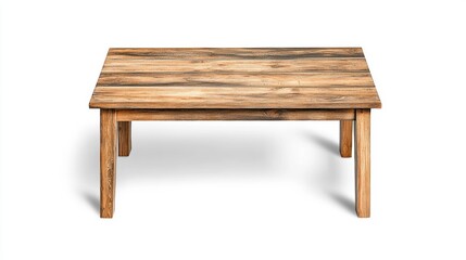 Fototapeta premium Rustic Wooden Coffee Table on White Background for Modern Interiors