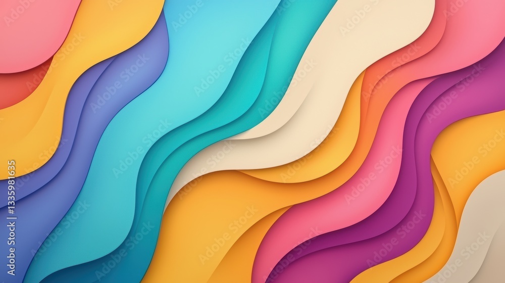 Poster vibrant colorful abstract kaleidoscopic design with vibrant colors and symmetrical patterns, evoking