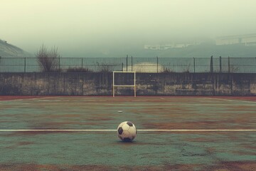 football ball in the empty football field