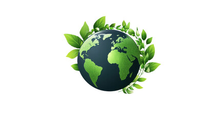 Obraz premium green earth with leaves isolated on white background