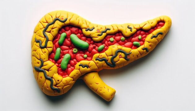 Exploring human anatomy pancreas model educational setting 3d visualization close-up